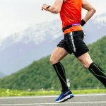 Someone running with compression stockings