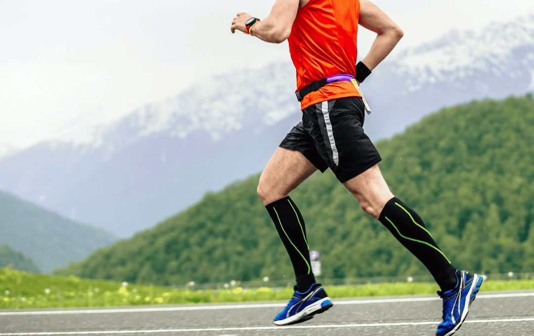 Someone running with compression stockings