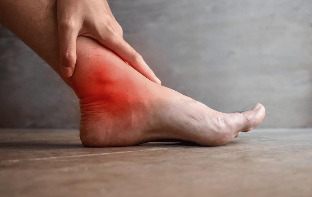 A person tending to their burning legs