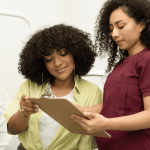 A woman consulting her doctor about vulvar varicosities