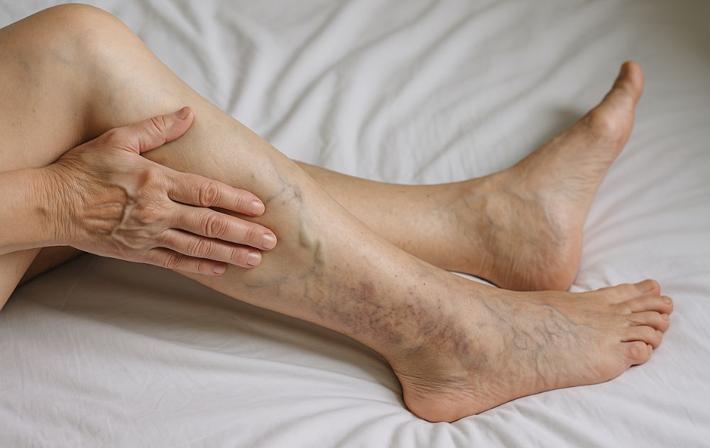 Person looking at legs and wondering if vein disease is life-threatening?